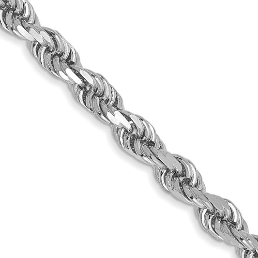 14K White Gold 20 inch 3mm Diamond-cut Rope with Lobster Clasp Chain