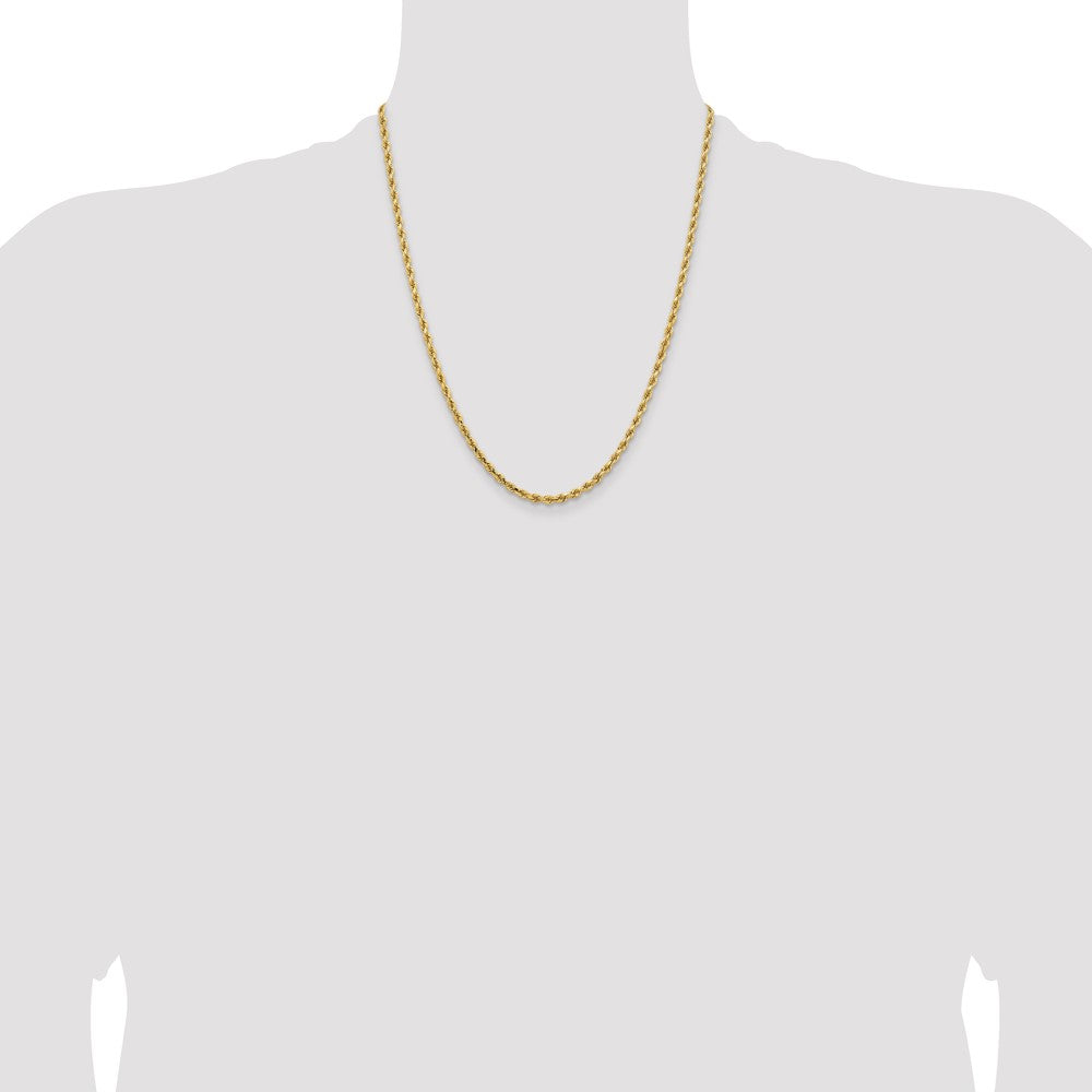14K 22 inch 3.25mm Diamond-cut Rope with Lobster Clasp Chain