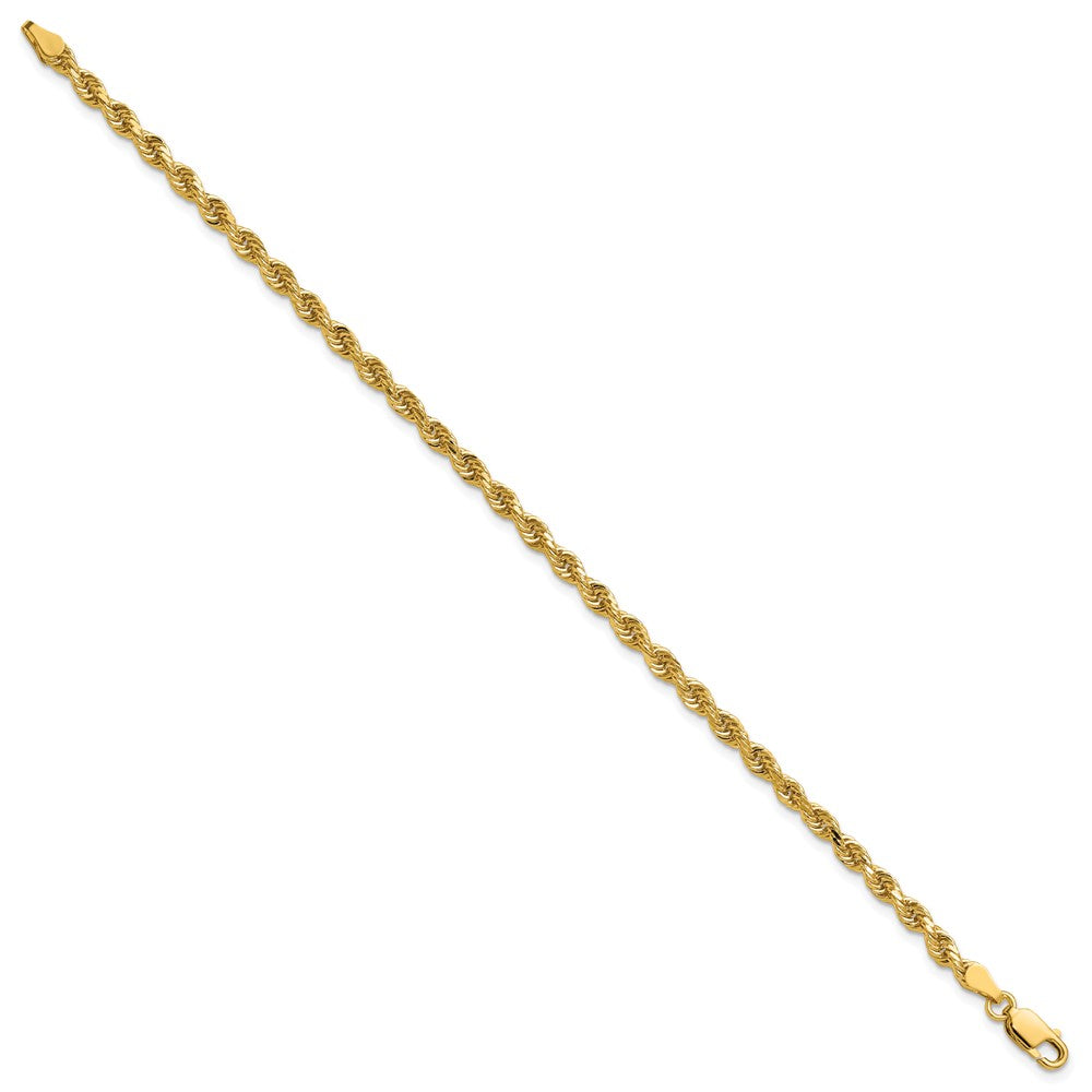 14K 8 inch 3.25mm Diamond-cut Rope with Lobster Clasp Chain