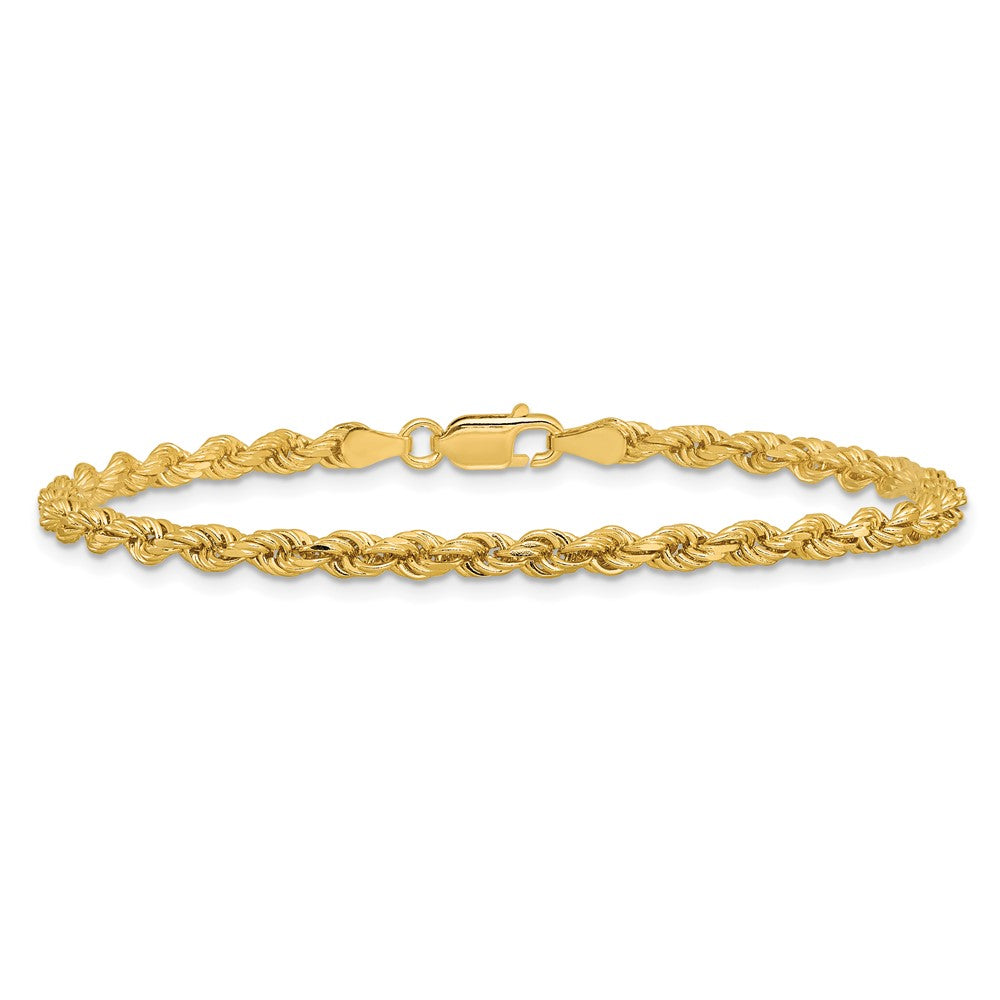 14K 8 inch 3.25mm Diamond-cut Rope with Lobster Clasp Chain