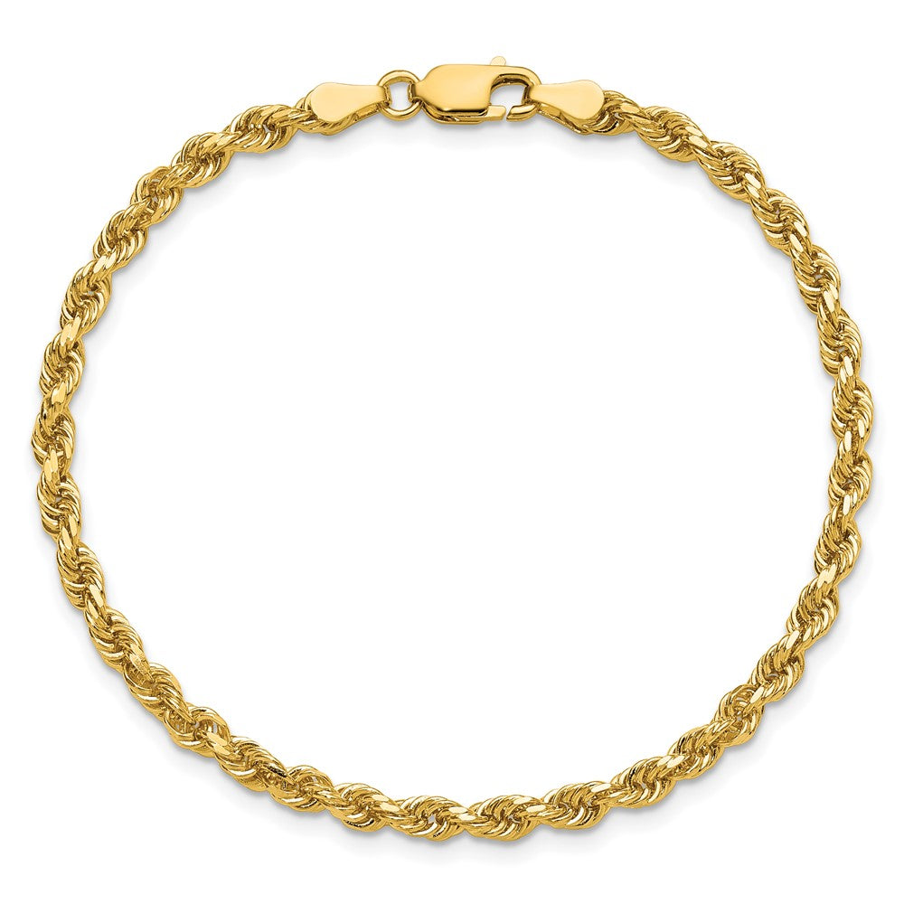 14K 8 inch 3.25mm Diamond-cut Rope with Lobster Clasp Chain