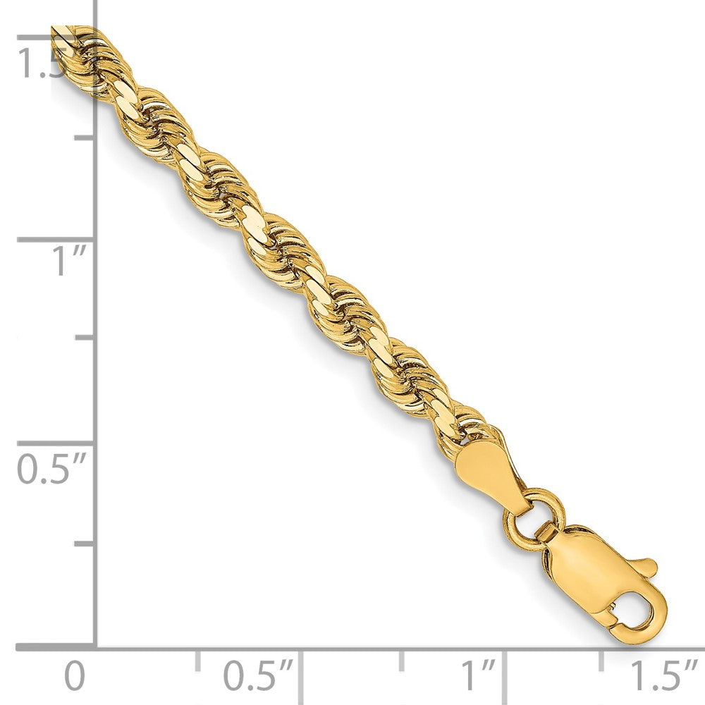 14K 8 inch 3.25mm Diamond-cut Rope with Lobster Clasp Chain