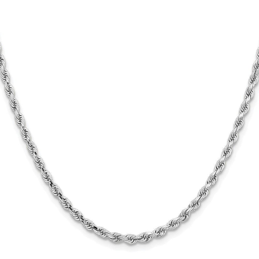 14K White Gold 24 inch 3.25mm Diamond-cut Rope with Lobster Clasp Chain