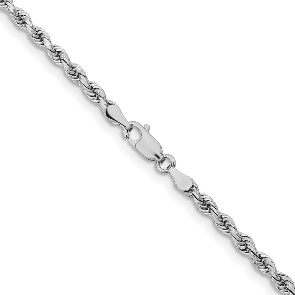 14K White Gold 28 inch 3.25mm Diamond-cut Rope with Lobster Clasp Chain