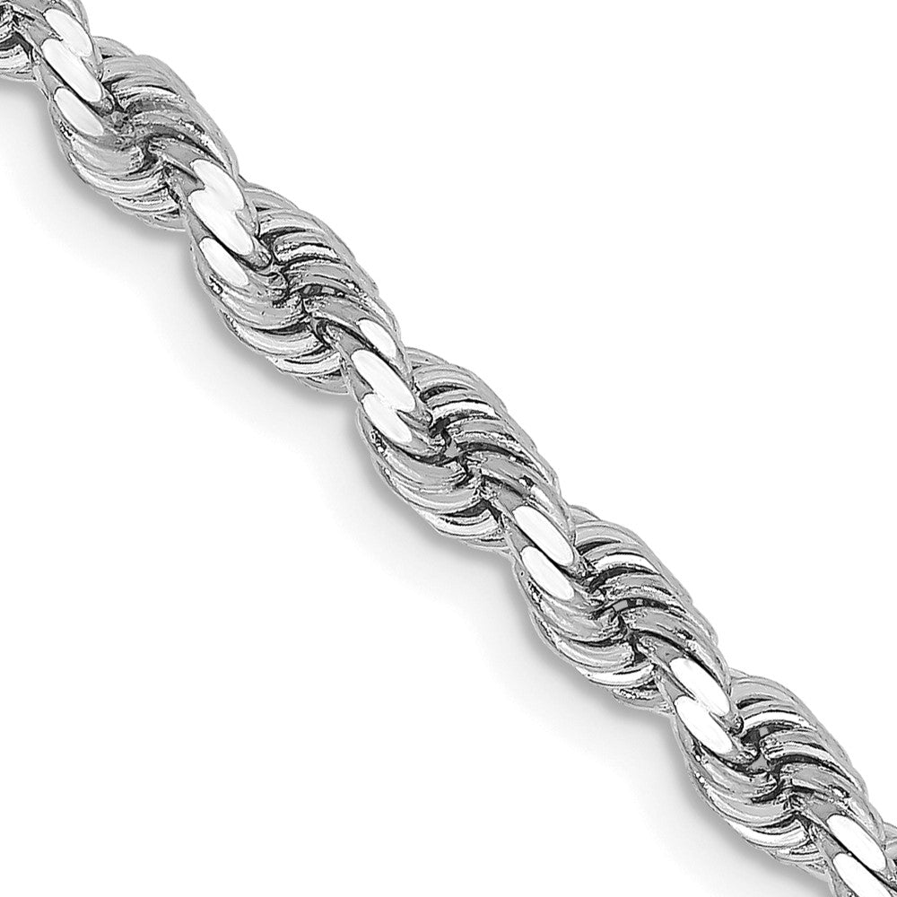 14K White Gold 22 inch 3.25mm Diamond-cut Rope with Lobster Clasp Chain