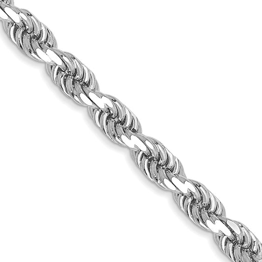 14K White Gold 26 inch 3.5mm Diamond-cut Rope with Lobster Clasp Chain