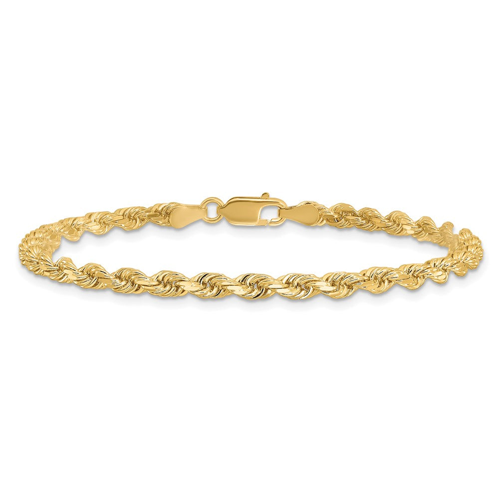 14K 9 inch 3.5mm Diamond-cut Rope with Lobster Clasp Chain
