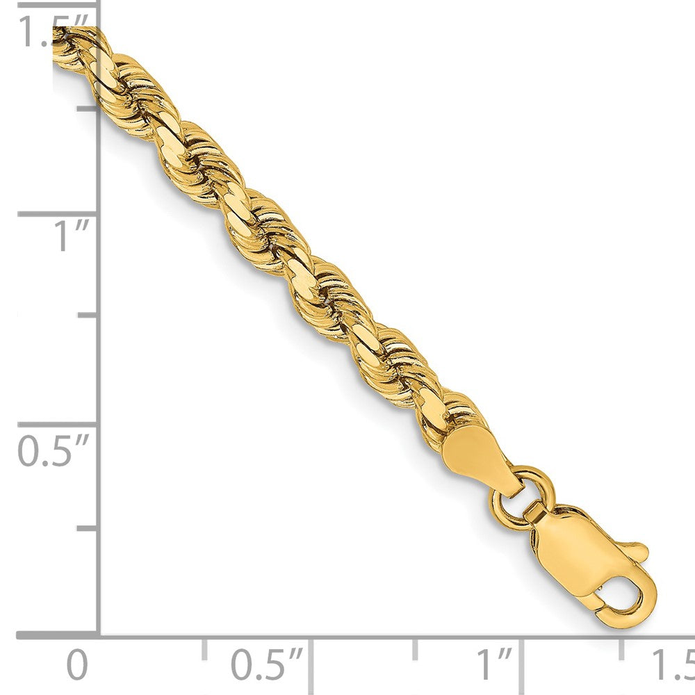 14K 9 inch 3.75mm Diamond-cut Rope with Lobster Clasp Chain