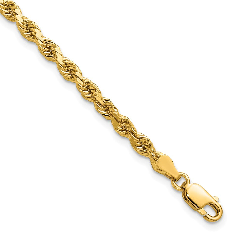 14K 9 inch 3.75mm Diamond-cut Rope with Lobster Clasp Chain