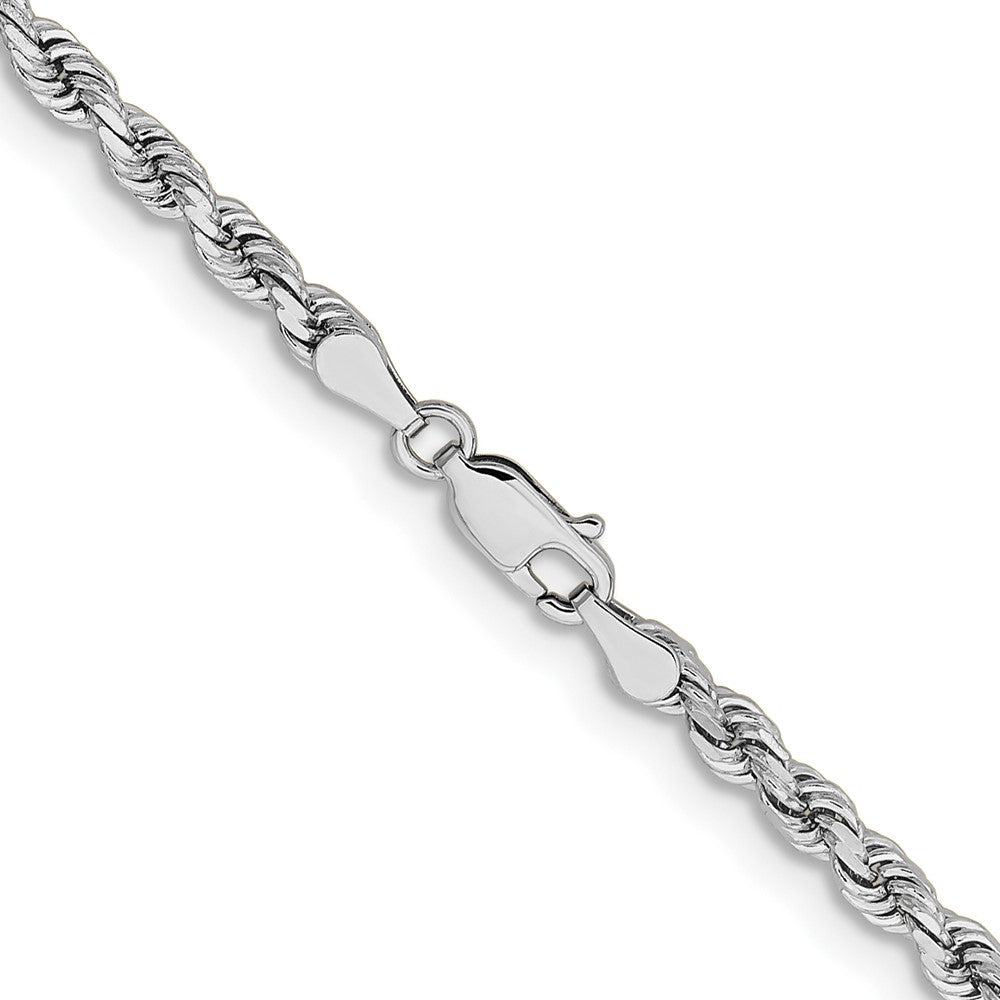 14K White Gold 30 inch 3.75mm Diamond-cut Rope with Lobster Clasp Chain