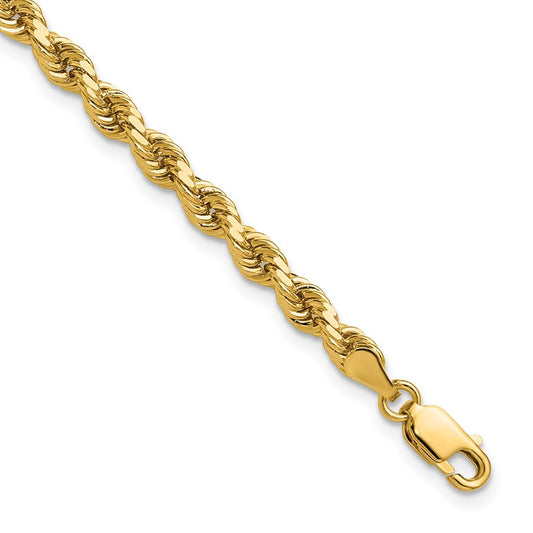 14K 7 inch 4mm Diamond-cut Rope with Lobster Clasp Chain