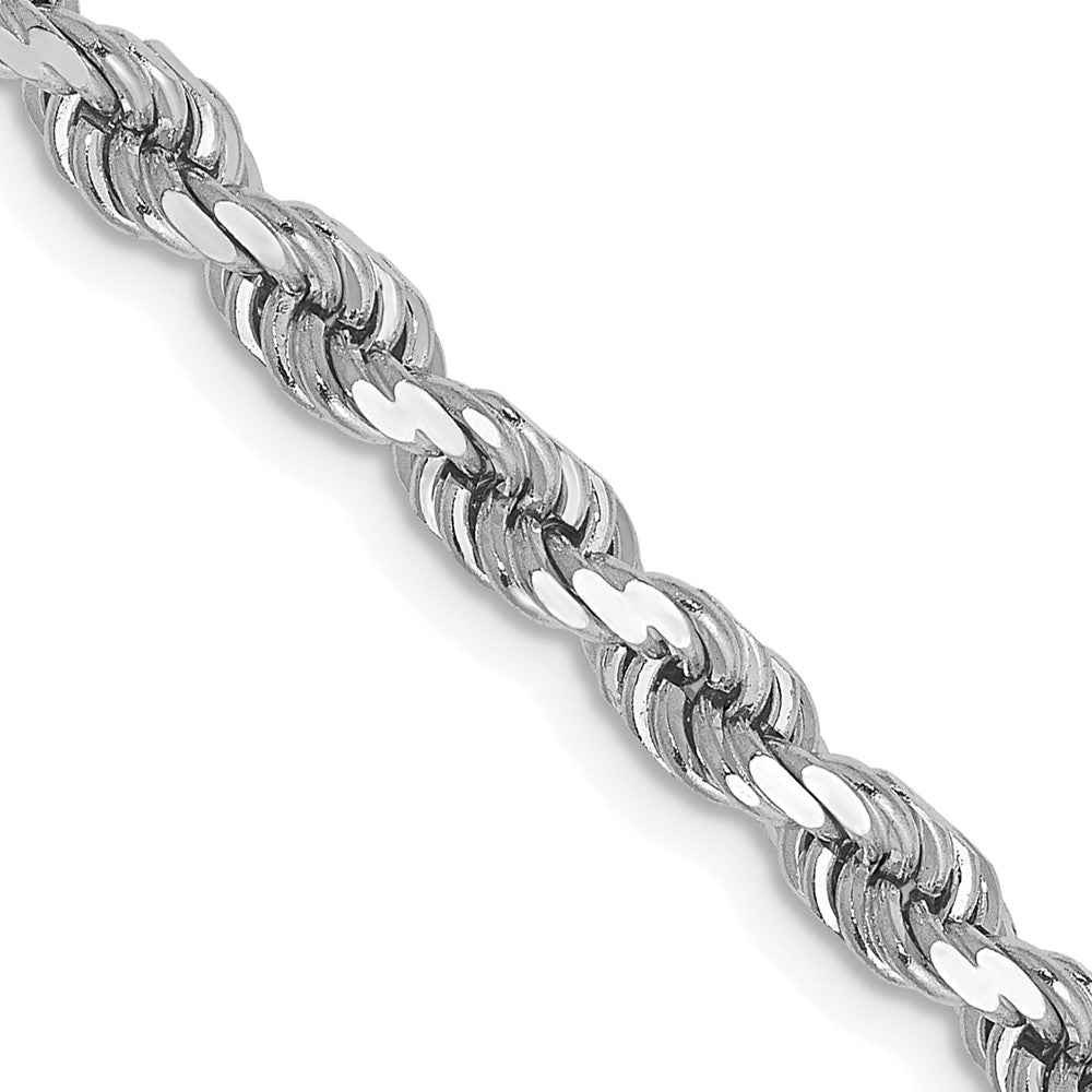 14K White Gold 20 inch 4mm Diamond-cut Rope with Lobster Clasp Chain