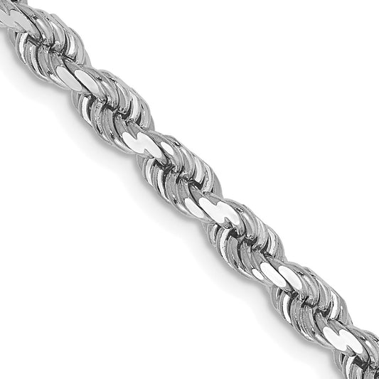 14K White Gold 22 inch 4mm Diamond-cut Rope with Lobster Clasp Chain