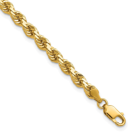 14K 7 inch 4.25mm Diamond-cut Rope with Lobster Clasp Chain