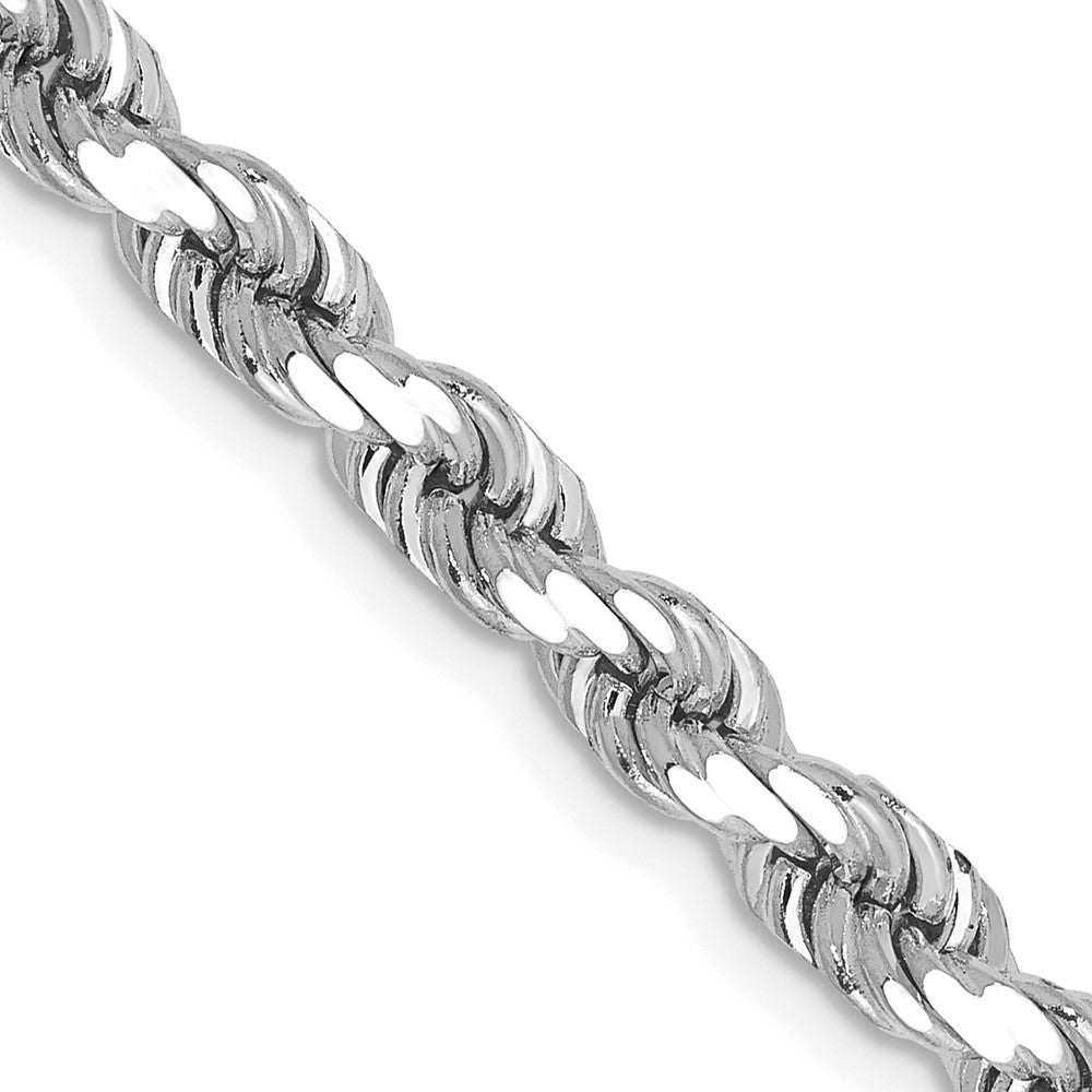 14K White Gold 28 inch 4.5mm Diamond-cut Rope with Lobster Clasp Chain