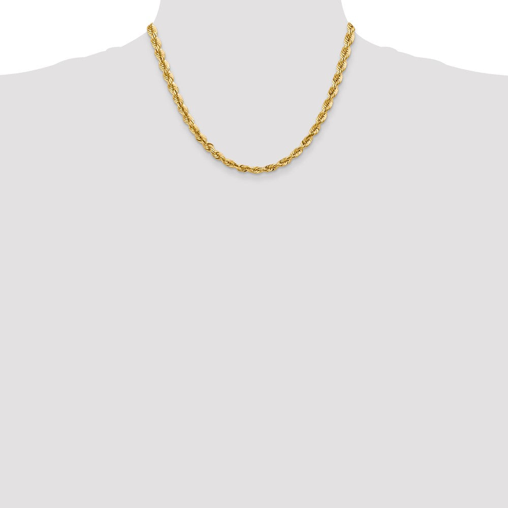 14K 18 inch 5.5mm Diamond-cut Rope with Fancy Lobster Clasp Chain