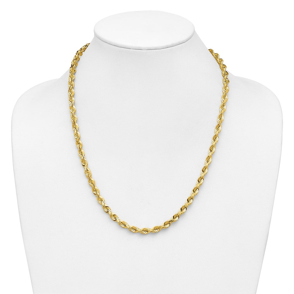 14K 22 inch 5.5mm Diamond-cut Rope with Fancy Lobster Clasp Chain