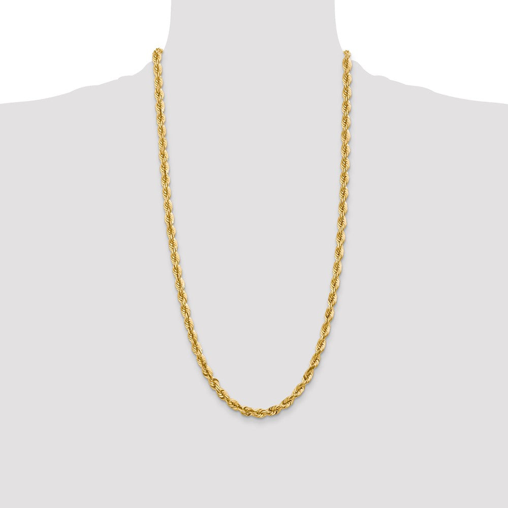 14K 28 inch 5.5mm Diamond-cut Rope with Fancy Lobster Clasp Chain