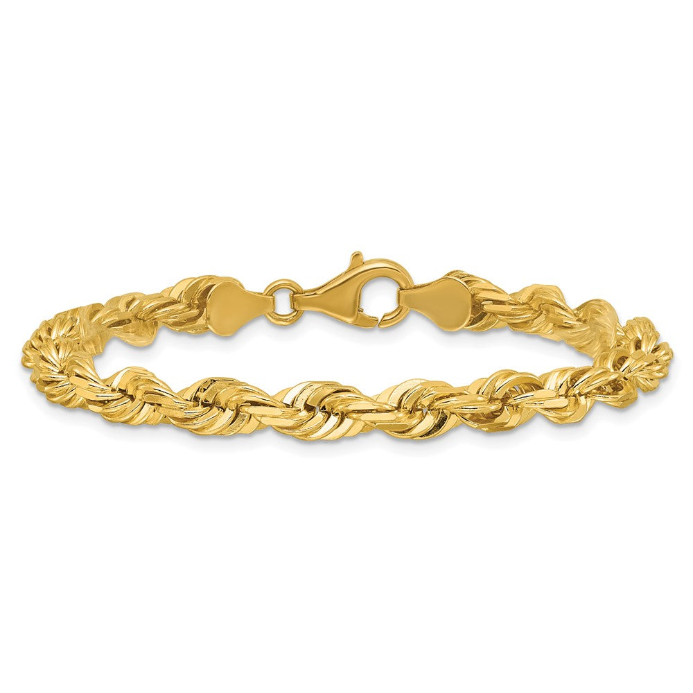 14K 7 inch 5.5mm Diamond-cut Rope with Fancy Lobster Clasp Chain