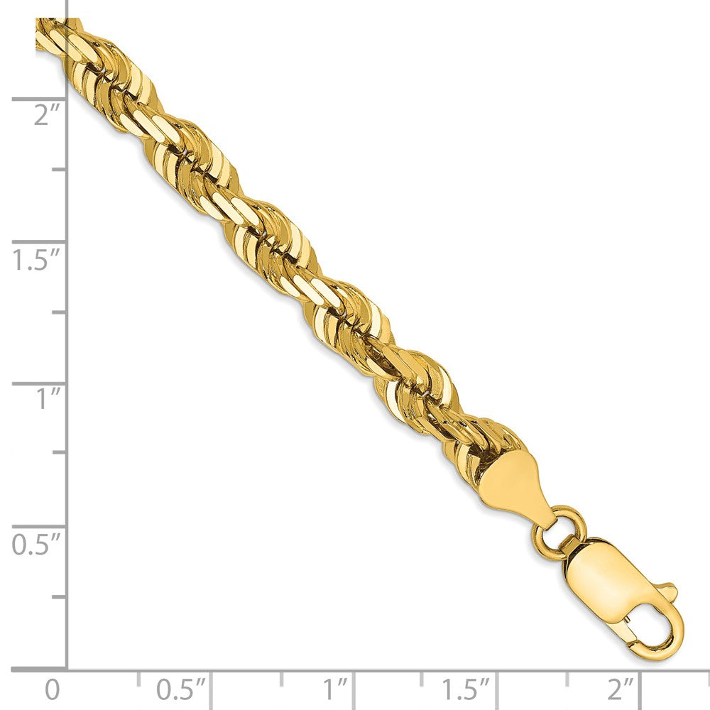 14K 9 inch 5.5mm Diamond-cut Rope with Fancy Lobster Clasp Chain