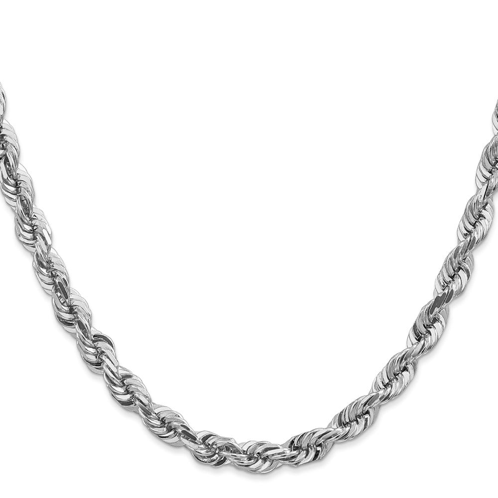 14K White Gold 26 inch 5.5mm Diamond-cut Rope with Lobster Clasp Chain