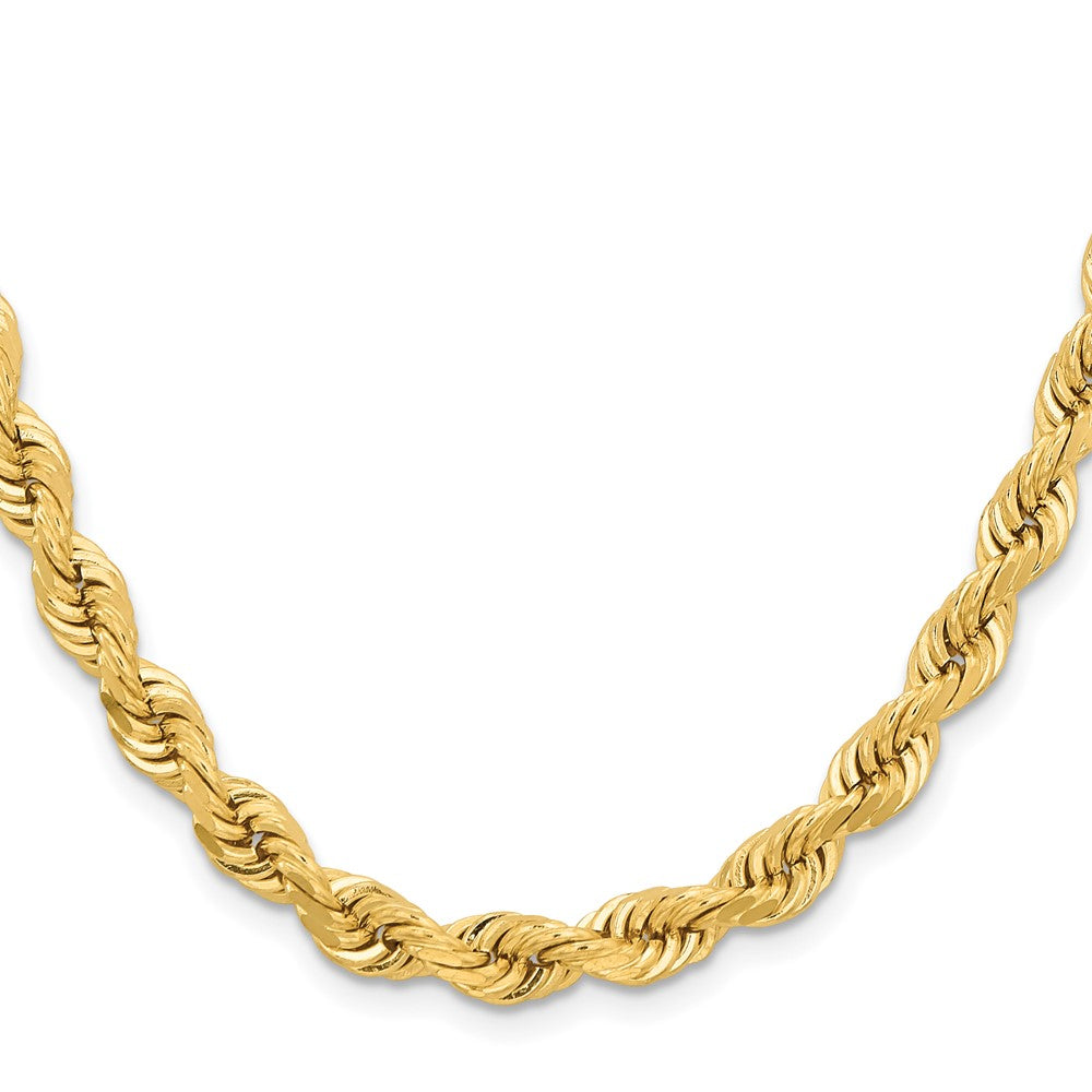 14K Yellow Gold 20 inch 6.5mm Diamond-cut Rope with Fancy Lobster Clasp Chain