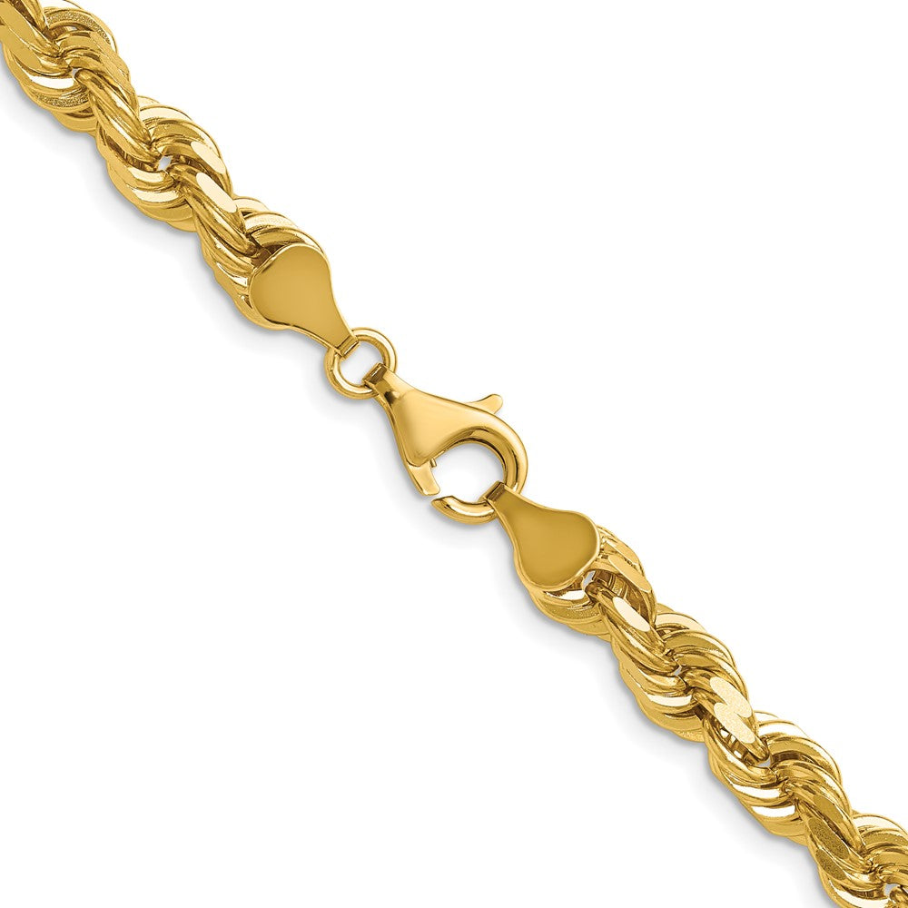 14K 26 inch 6.5mm Diamond-cut Rope with Fancy Lobster Clasp Chain
