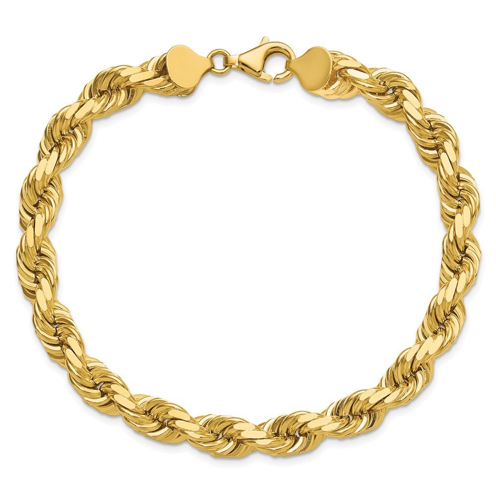 14K 9 inch 8mm Diamond-cut Rope with Fancy Lobster Clasp Chain