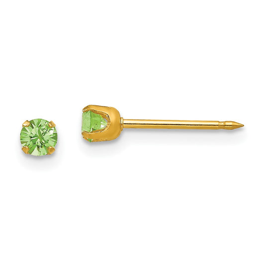 Piercing only 14k 3mm August Crystal Birthstone Post Earrings