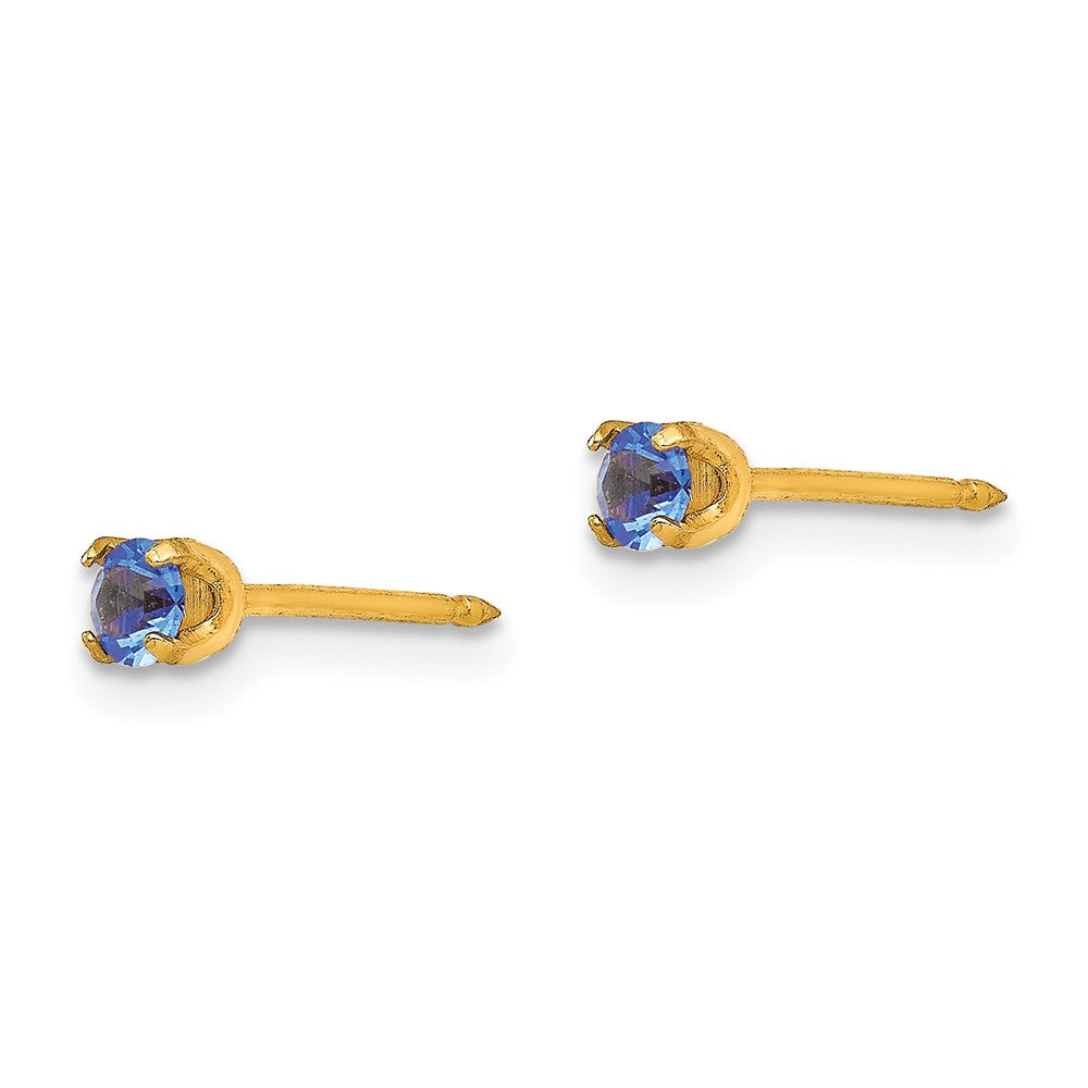 Piercing only 14k 3mm September Crystal Birthstone Post Earrings