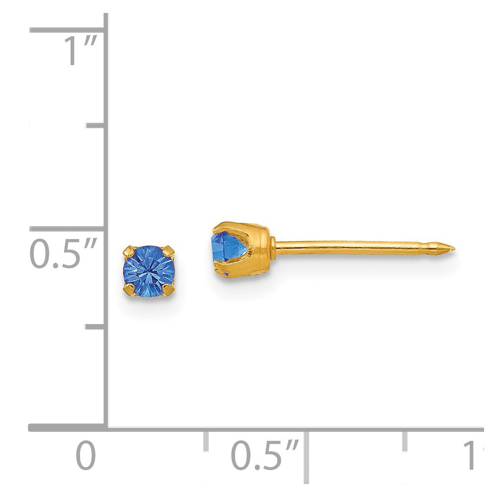 Piercing only 14k 3mm September Crystal Birthstone Post Earrings