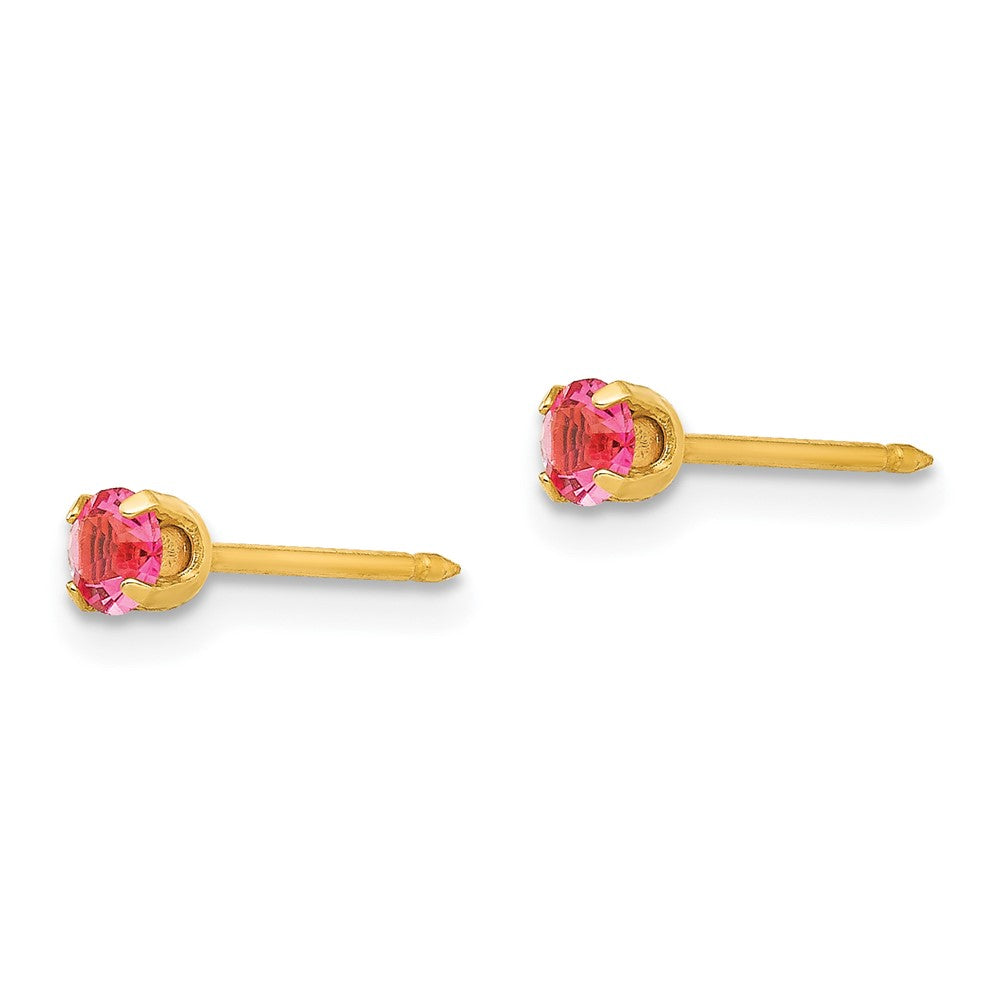 Piercing only 14k 3mm October Crystal Birthstone Post Earrings