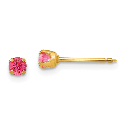 Piercing only 14k 3mm October Crystal Birthstone Post Earrings