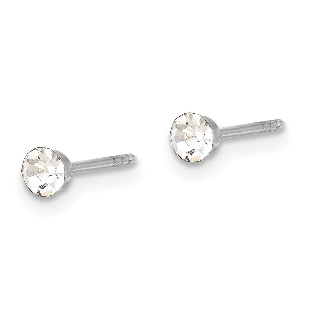 Piercing only 14K White Gold 3mm Crystal Post Earrings