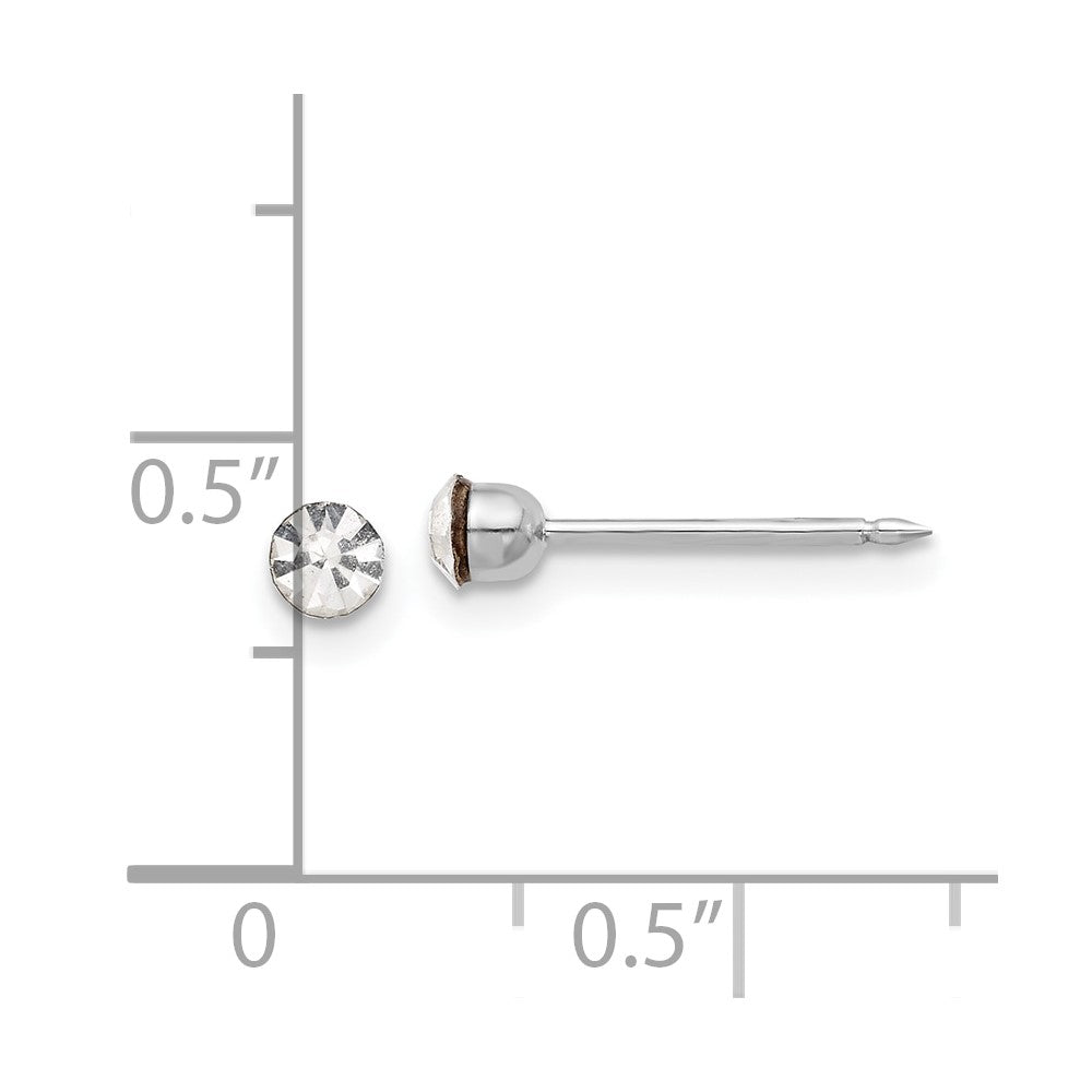 Piercing only 14K White Gold 3mm Crystal Post Earrings