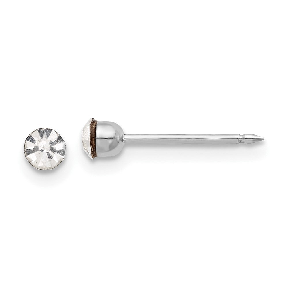 Piercing only 14K White Gold 3mm Crystal Post Earrings