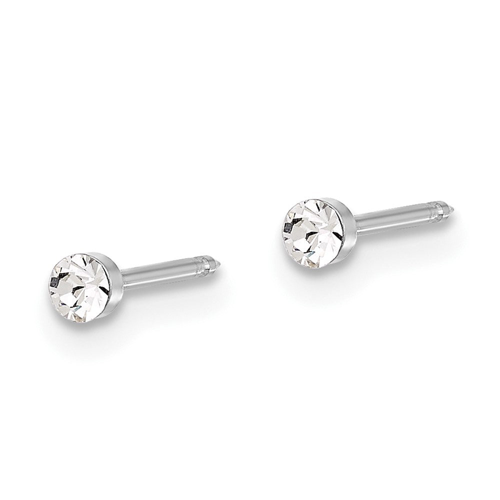 Piercing only 14K White Gold Polished 2.4mm Crystal Post Earrings