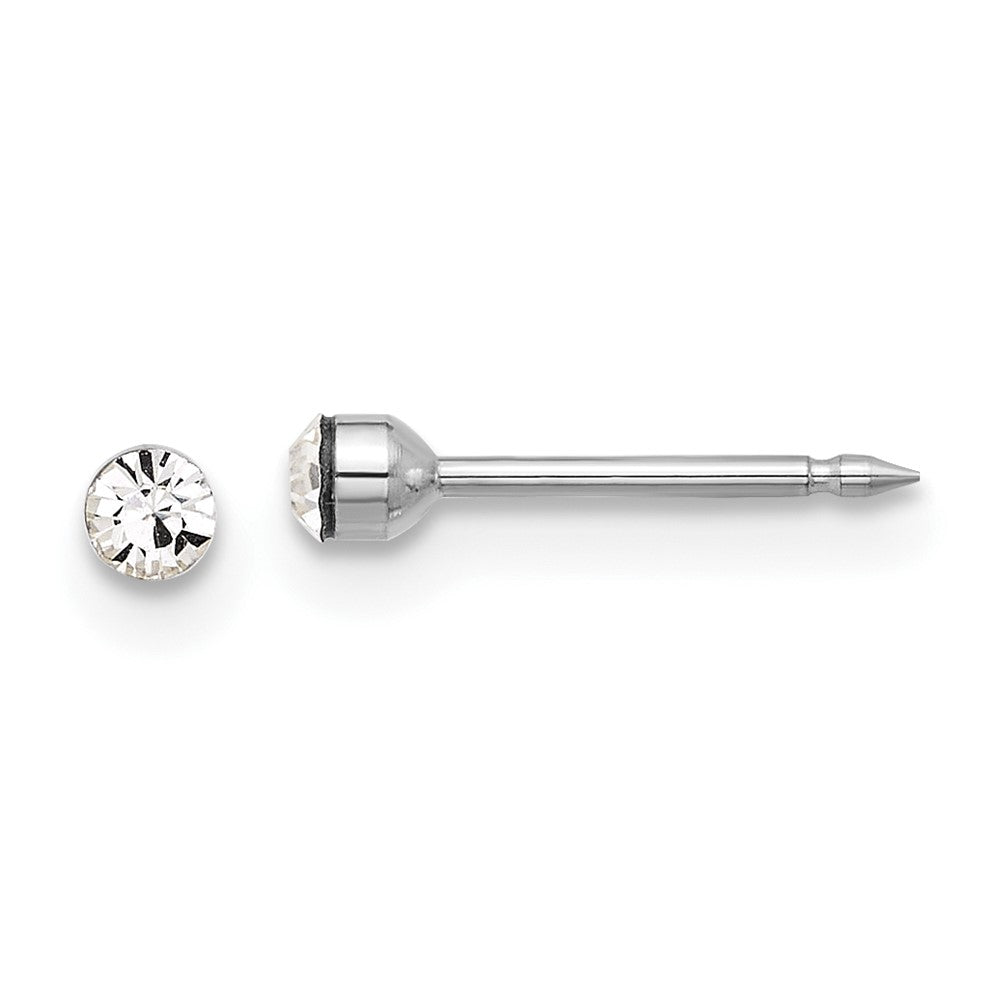 Piercing only 14K White Gold Polished 2.4mm Crystal Post Earrings