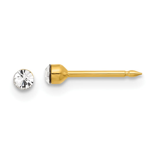 Inverness 14K Polished 2.4mm Crystal Post Earrings