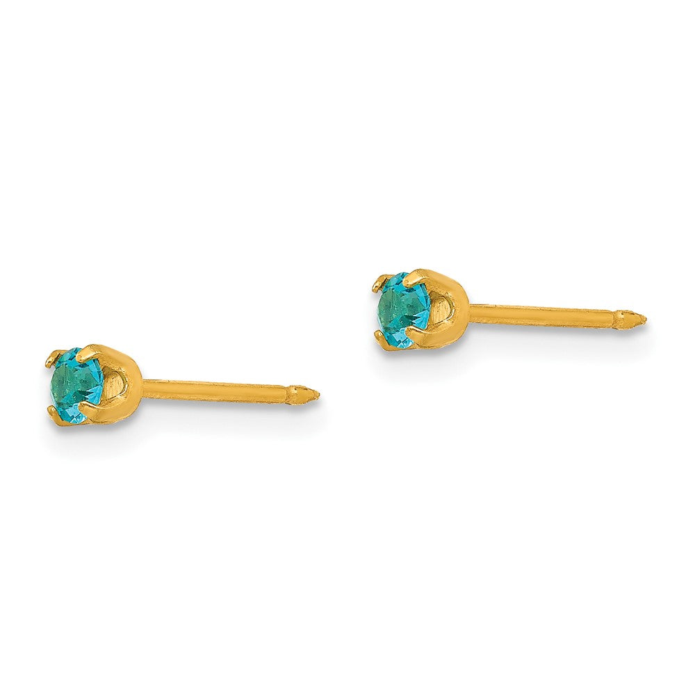 Piercing only 14k 3mm December Crystal Birthstone Post Earrings