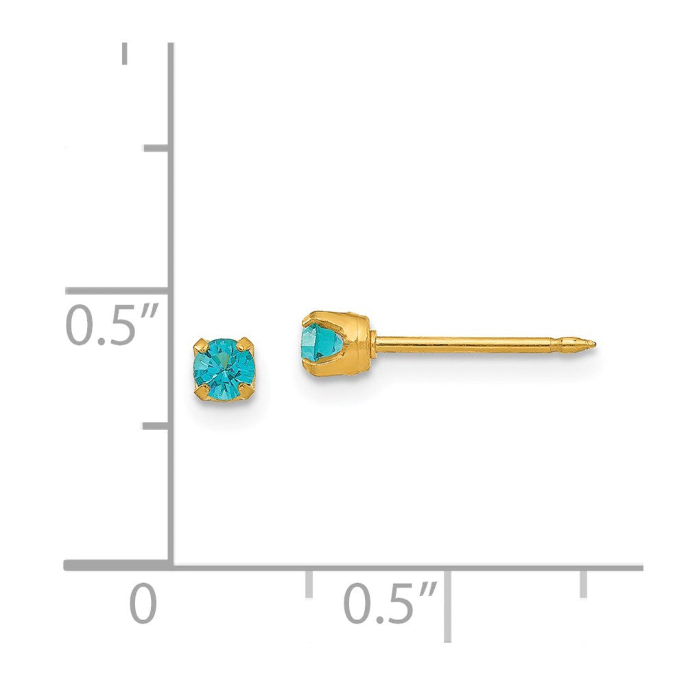 Piercing only 14k 3mm December Crystal Birthstone Post Earrings