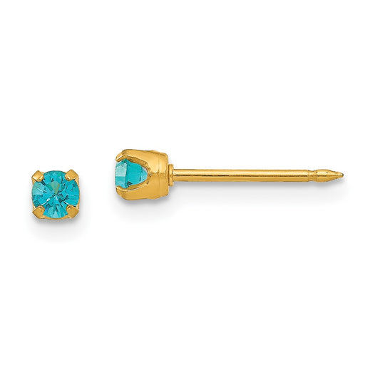 Piercing only 14k 3mm December Crystal Birthstone Post Earrings