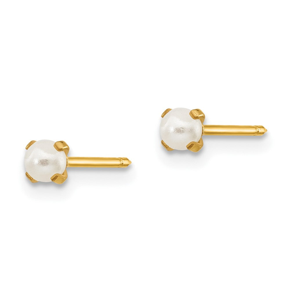 Piercing only 14k 3mm Simulated Pearl Post Earrings