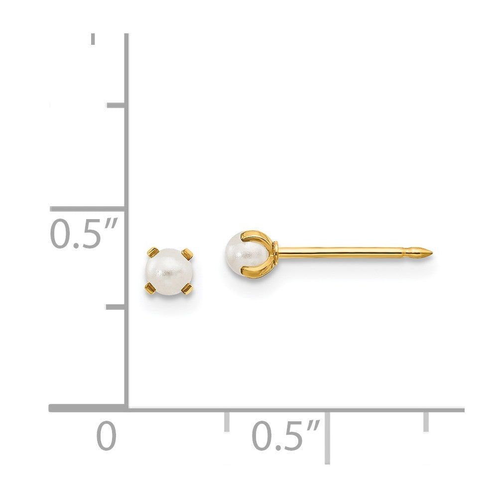 Piercing only 14k 3mm Simulated Pearl Post Earrings