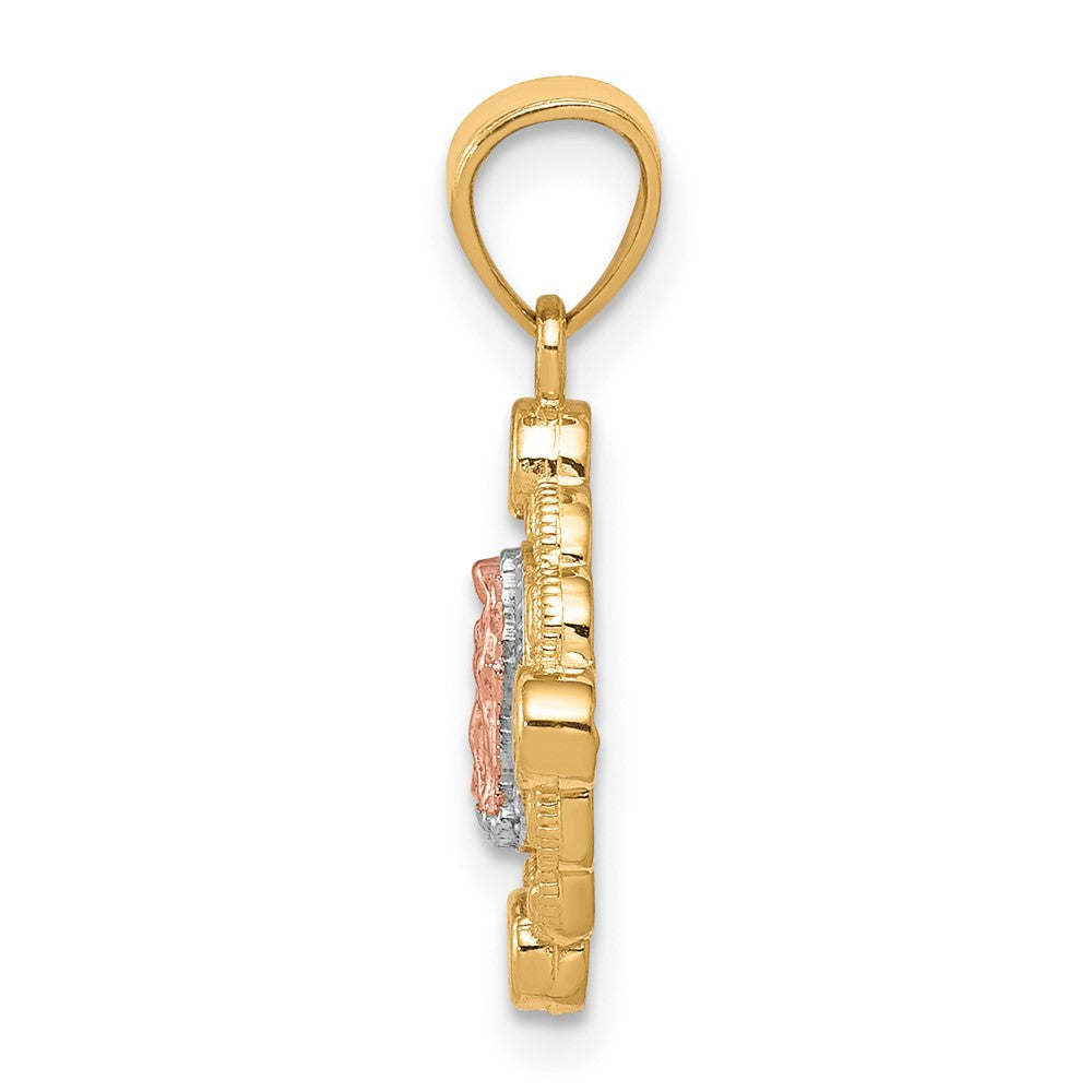10k Small Two-tone w/ White Rhodium Our of Guadalupe Pendant