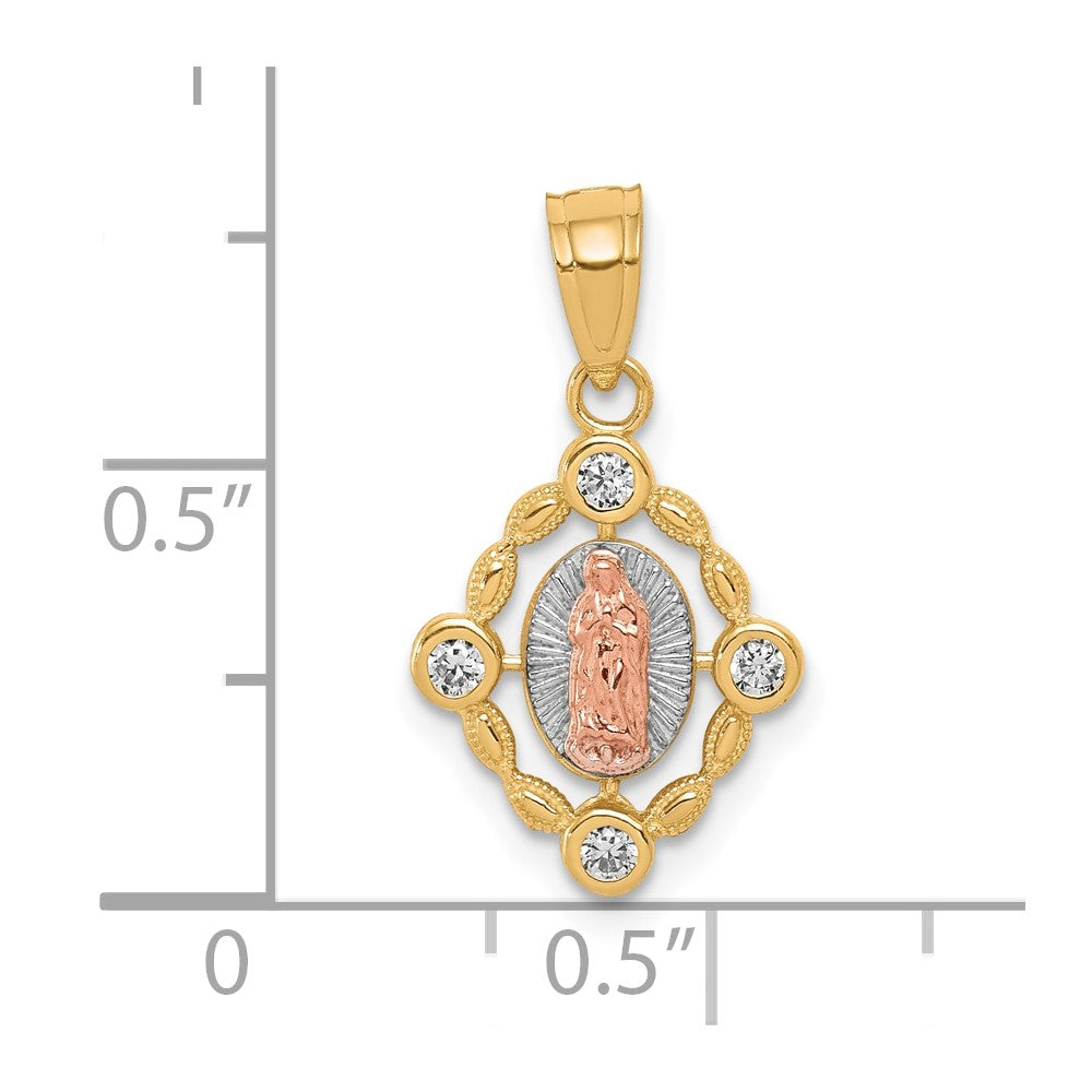 10k Small Two-tone w/ White Rhodium Our of Guadalupe Pendant