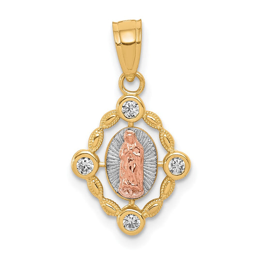 10k Small Two-tone w/ White Rhodium Our of Guadalupe Pendant
