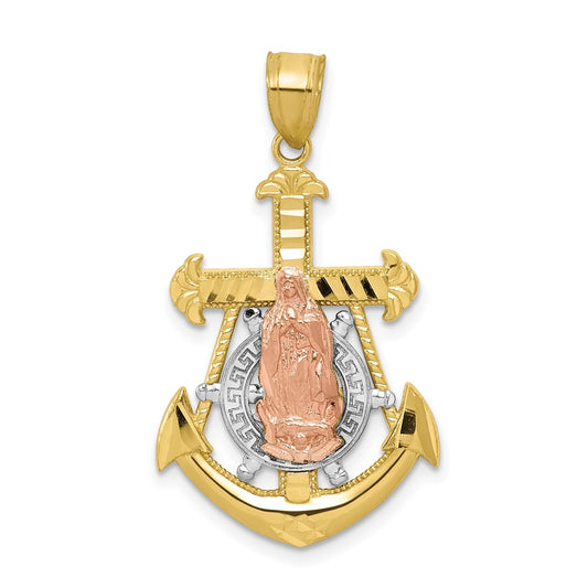 10k Two-tone w/Rhodium Mariner Blessed Mother Pendant