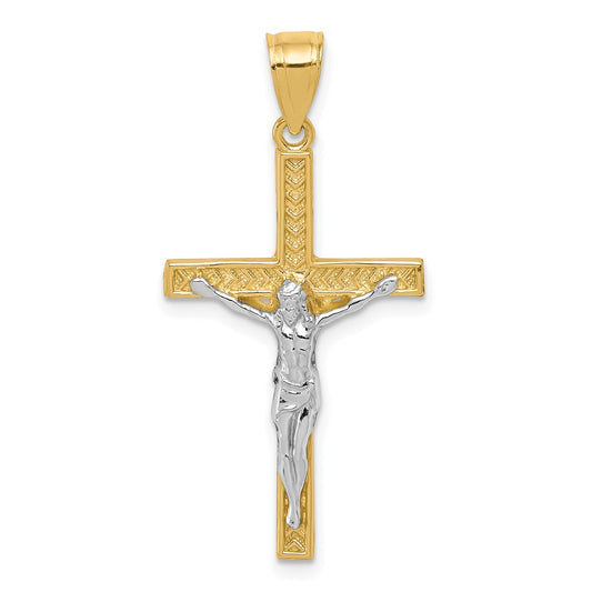 10K w/ Rhodium Crucifix Pendant