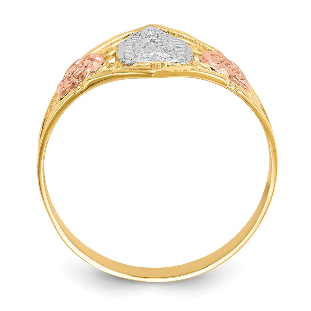 10k Two-tone & Rhodium Our of Guadalupe Ring